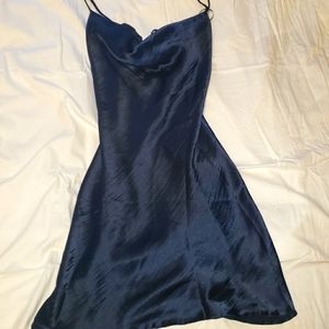 Satin Slip Navy Mini Dress